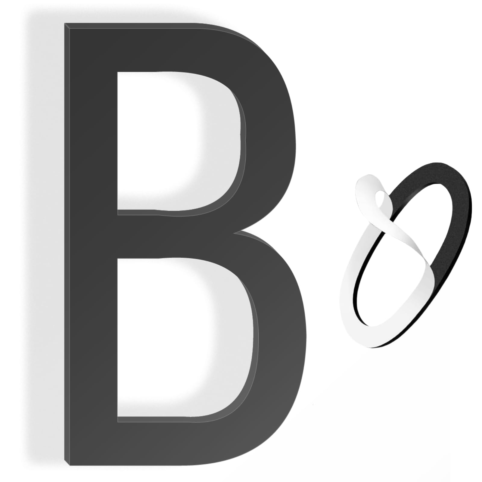 3 Inch Self-Adhesive Acrylic House Numbers - Modern Address Plaque for Home, Apartment, Office & Hotel (Easy Install, Weatherproof) - Perfect for Mailboxes, Front Doors & Outdoor Signage (Letter-B)