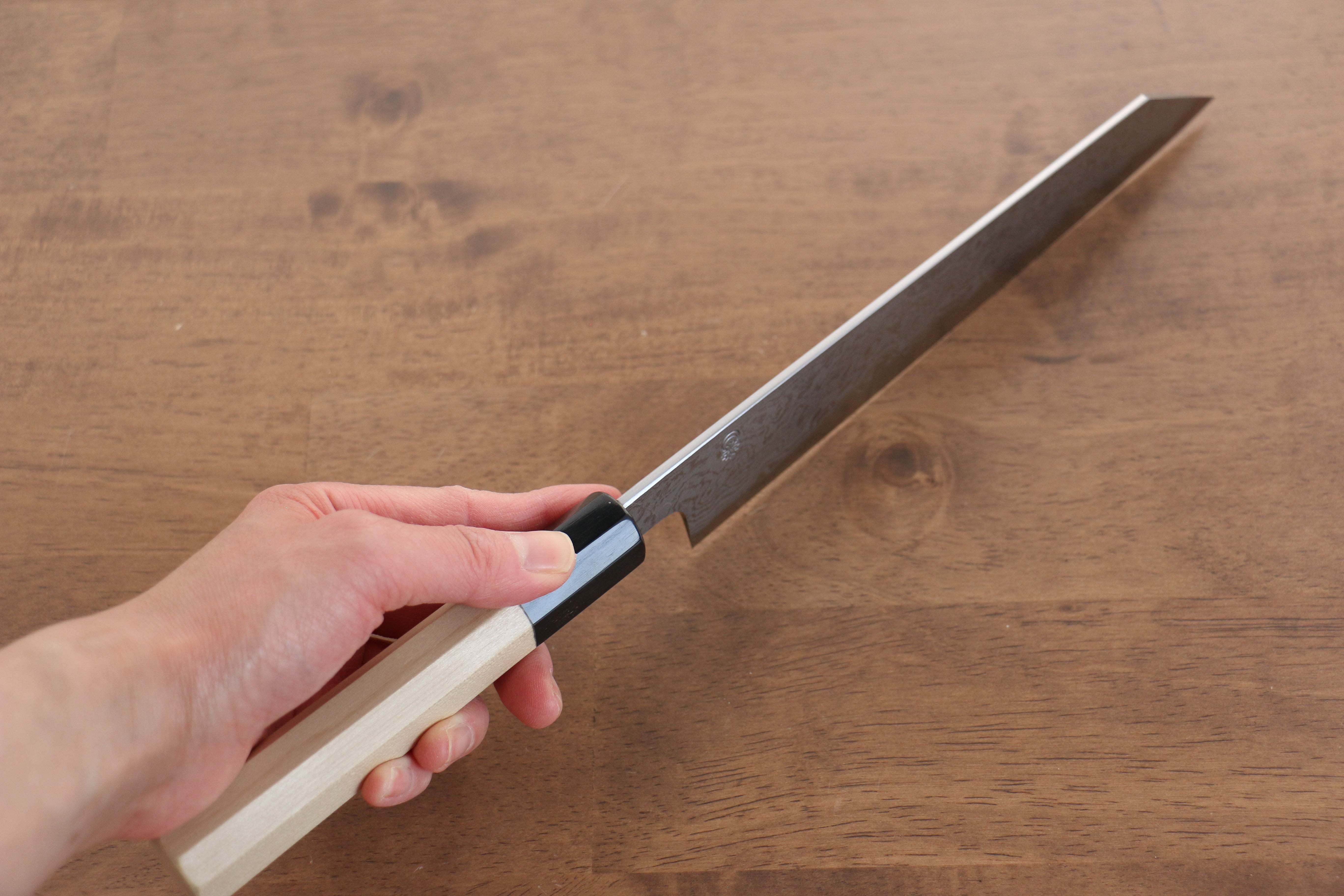 Premium Kikuzuki Blue Steel No.1 Damascus Kiritsuke Gyuto Knife 210mm - Japanese Chef Knife with Magnolia Wood Handle - Perfect for Sushi, Sashimi & Precision Cutting