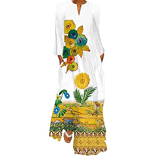 JPVDPA Women's Sleeveless Maxi Dress - Casual Loose Long Summer Dress with Striped Floral Print - Perfect for Beach, Vacation & Outdoor Activities