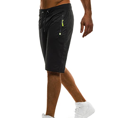 Gillberry Men's Casual Stretch Shorts with Zip Waist & Drawstring - Size 33, Solid Color Sports Shorts with Pockets - Perfect for Gym, Running, Hiking & Everyday Wear