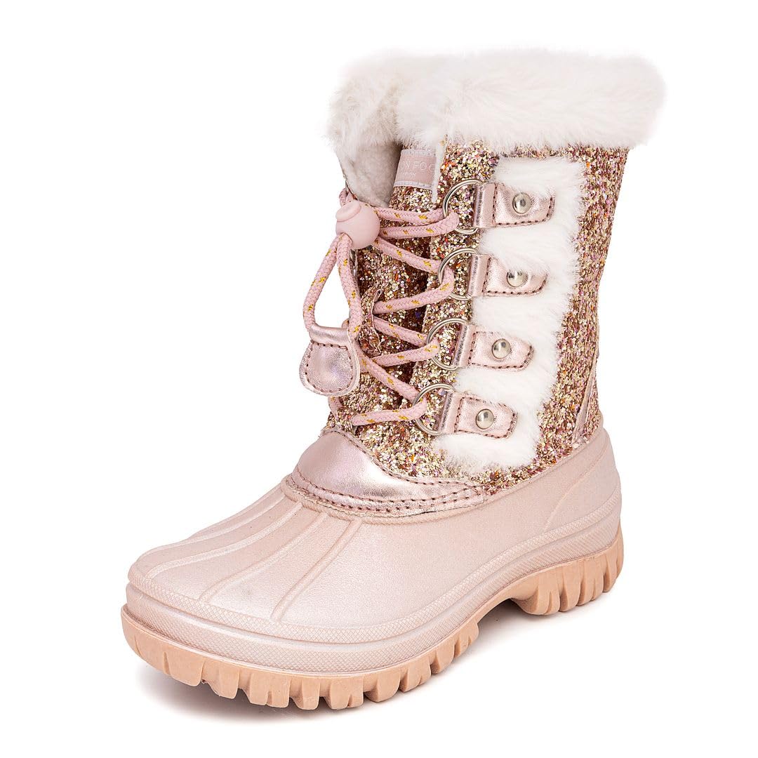 LONDON FOG Girls' Winter Snow Boots - Insulated Waterproof Cold Weather Boots for Toddler & Youth | Warm Lined Snow Booties for Girls, School, Outdoor Play & Snowy Days