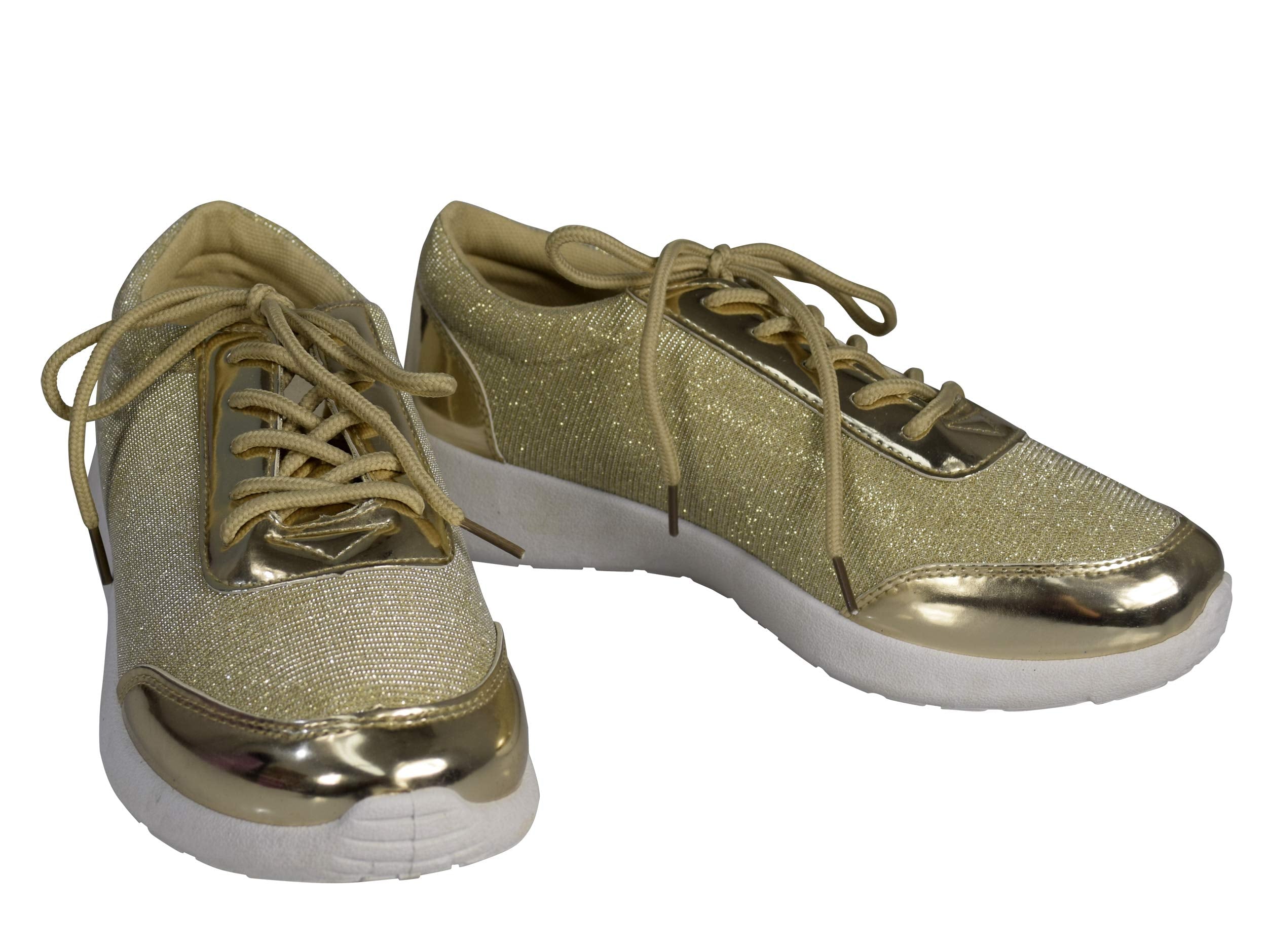 Sparkling Glitter Lace-Up Platform Sneakers for Women - Comfortable Elastic Casual Shoes for Party, Dance & Everyday Wear