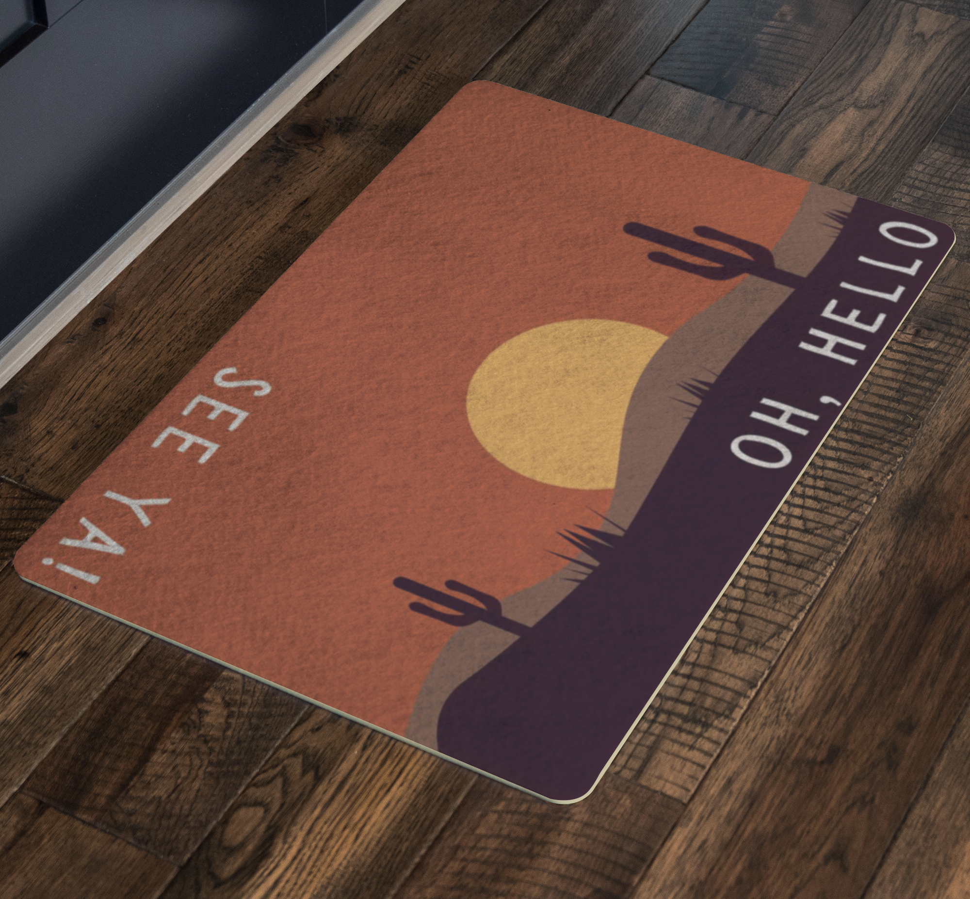 Non-Slip Doormat for Indoor and Outdoor Use - Durable Welcome Mat with 'Oh, Hello. See Ya!' Greeting - Perfect for Front Door, Porch, Patio, and Entryway