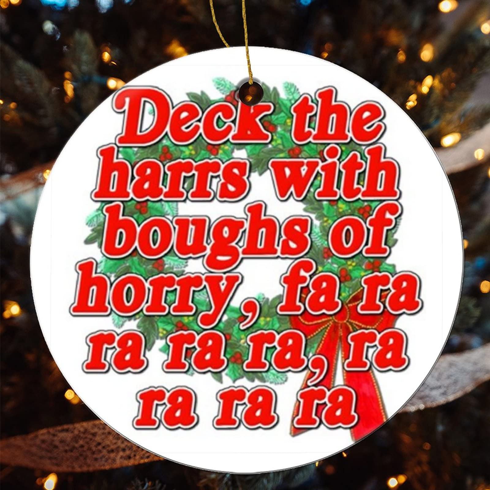 Christmas Story Round Ceramic Ornaments - DIY Personalized Sublimation Holiday Decor with Ribbon for Tree Hanging | Perfect for Christmas Tree Decorations, Gift Giving & Festive Home Décor