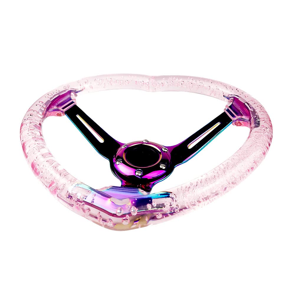 Universal Acrylic Racing Steering Wheel - Heart-Shaped Design, Fits Most Vehicles, Racing Cars, RZR & Club Car (Pink) | Perfect for Racing Enthusiasts & Custom Car Modifications