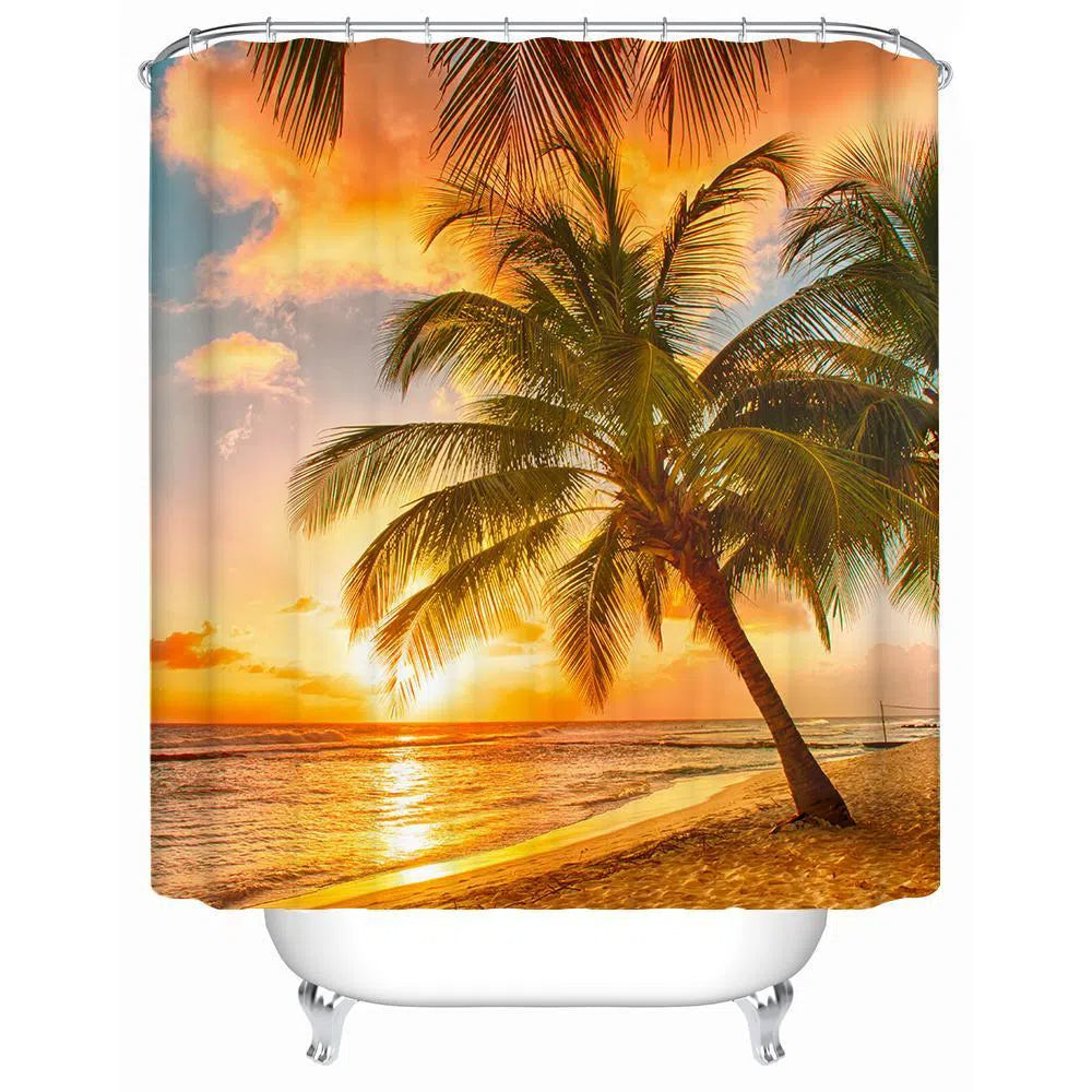 Stylish Barbados Themed Shower Curtain - Waterproof & Mold Resistant Bathroom Decor for Tropical & Coastal Home Decor | Perfect for Beach House, Vacation Rental & Spa Retreat