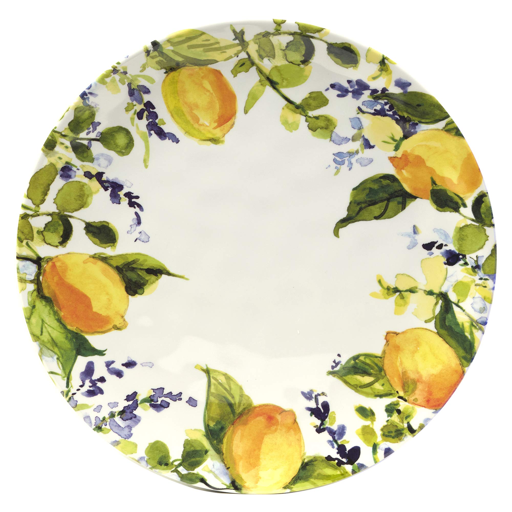 Certified International Lemon Zest Melamine 11-Inch Dinner Plates - Set of 6, Colorful & Durable for Outdoor Dining, Picnics, and Everyday Use