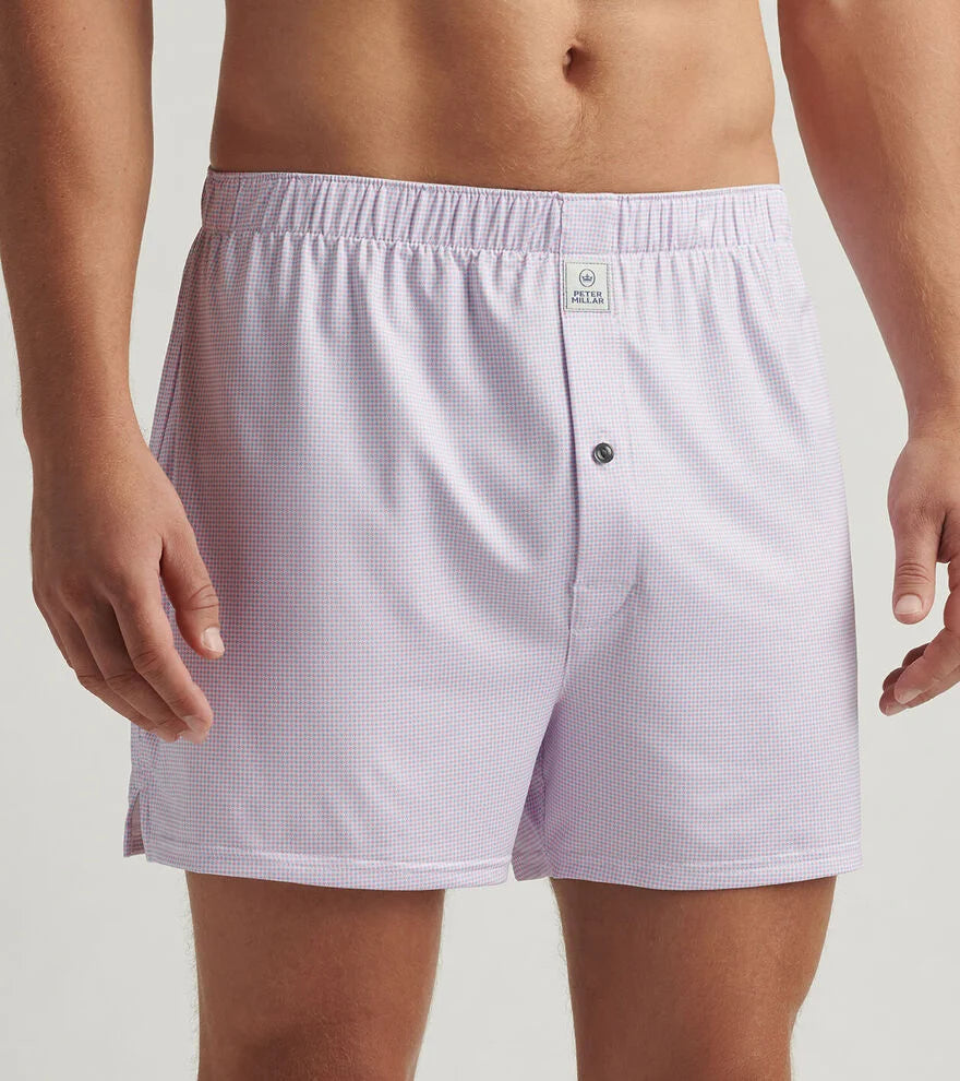 Peter Millar Men's Phoenix Performance Boxers - Breathable & Moisture-Wicking Underwear for Active Lifestyle - White/Cottage Blue - Perfect for Gym, Running & Everyday Comfort