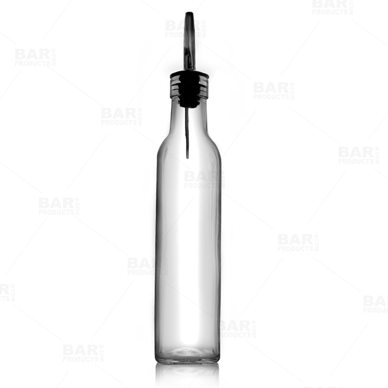 BarConic® Antique Style 8oz Square Glass Bottle for Oil, Vinegar & Mixing - Perfect for Kitchen, Dining Table & Gourmet Food Presentation