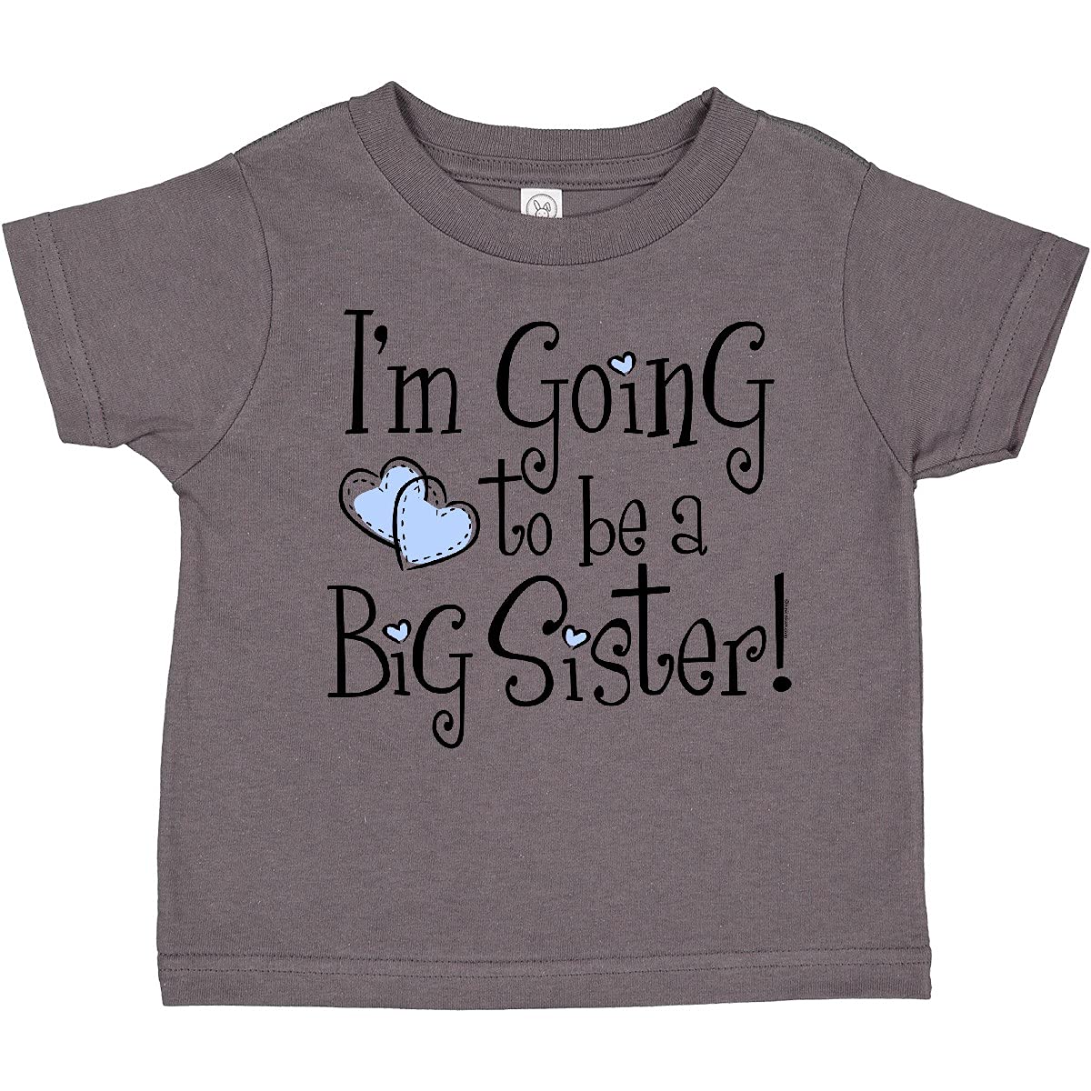 Inktastic Heart New Big Sister Toddler T-Shirt - Cute Cotton Toddler Tee for Siblings, Baby Announcement & Family Matching Outfits