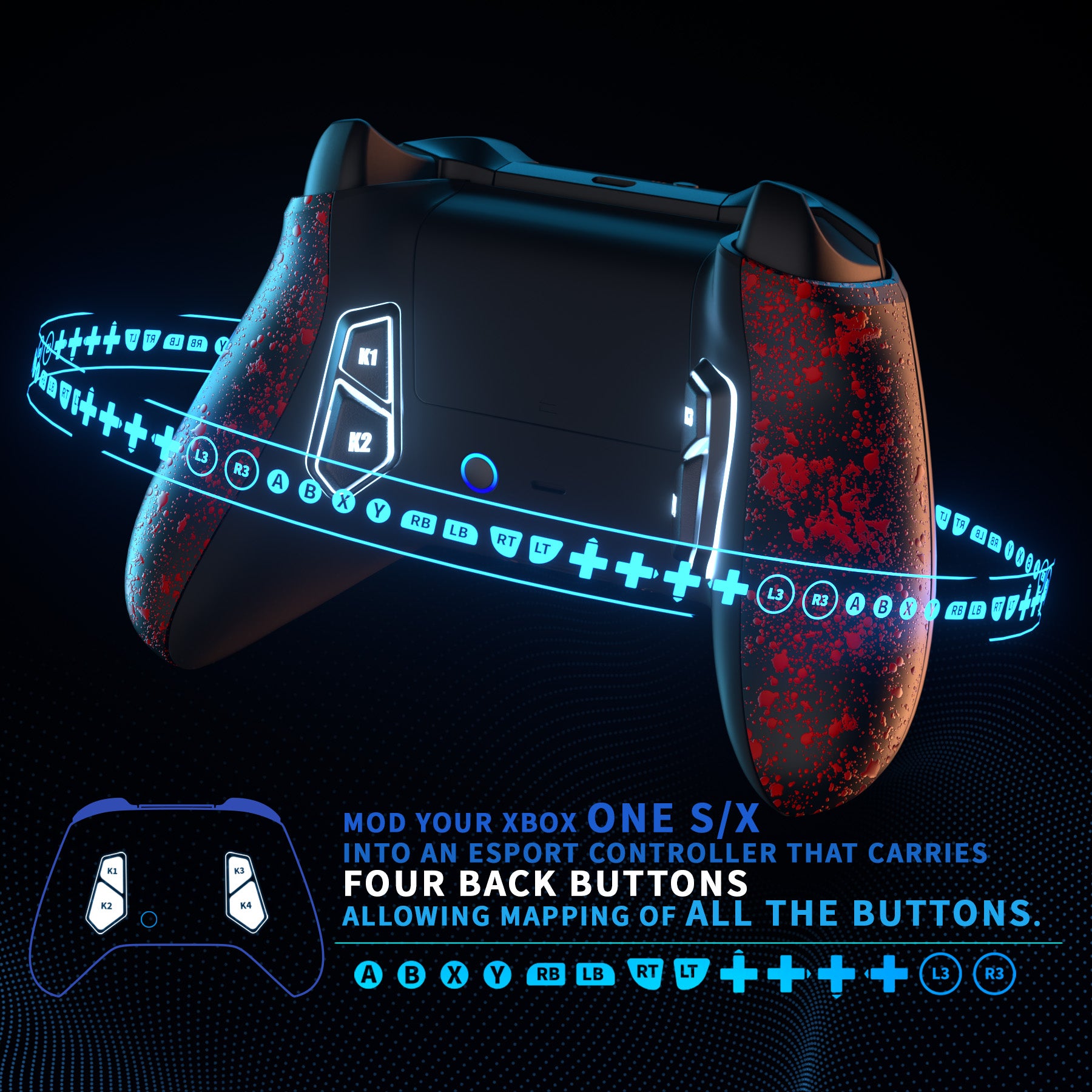 eXtremeRate VICTOR S Remap Kit for Xbox One S/X Controller - Textured Red Back Buttons (PDXSP003) | Customizable Gaming Accessory for FPS, Racing & Competitive Play