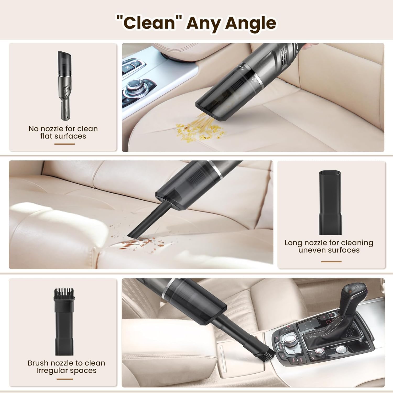 Cordless Handheld Car Vacuum Cleaner 120W - Portable for Home, Car & Office