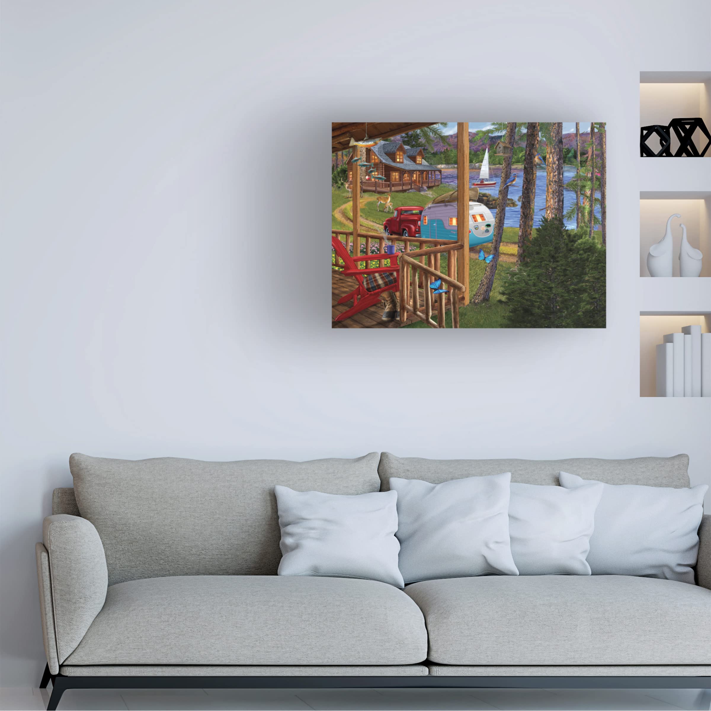 Trademark Fine Art 'Porch Life 2' Canvas Wall Art Print by Bigelow Illustrations - Perfect for Living Room, Bedroom & Office Decor