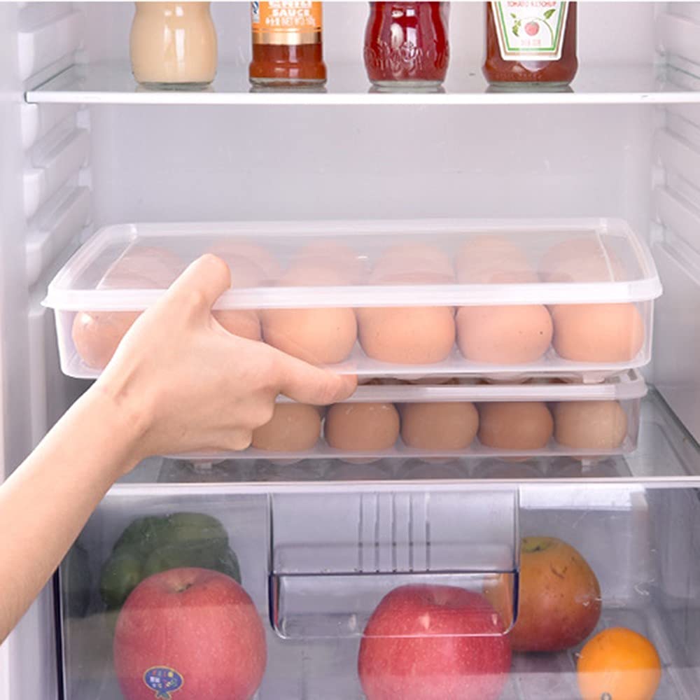 Evona 24 Grid Clear Plastic Stackable Egg Storage Container with Lid - Refrigerator Organizer for Eggs, Kitchen & Restaurant Use - Perfect for Fridge, Pantry, and Bulk Egg Storage
