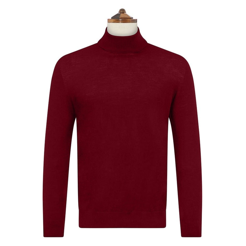 Keiran Wine Roll Neck Jumper for Women - Soft Wool Blend Winter Sweater - Elegant Knit Pullover for Casual & Office Wear