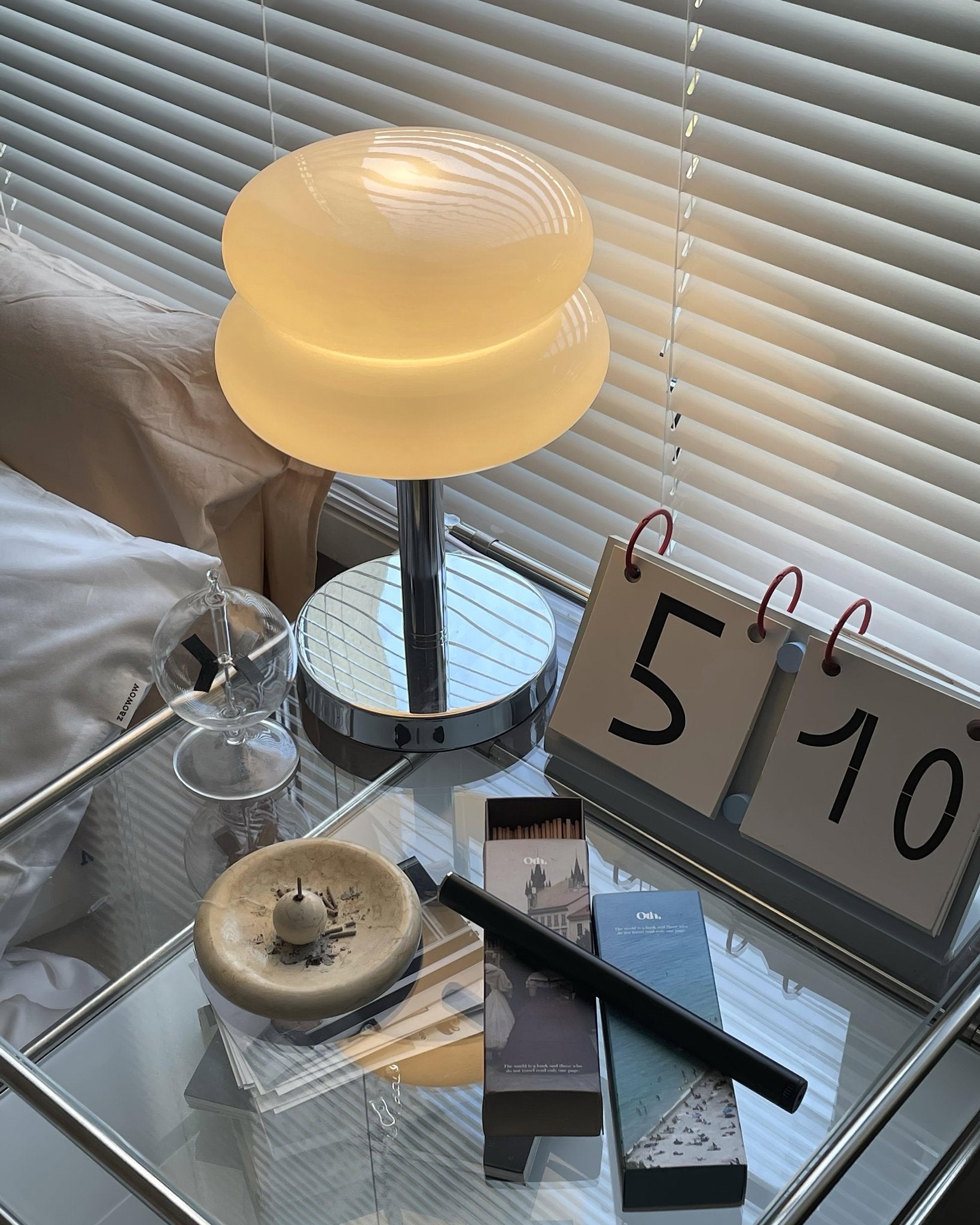 Saturn Glide Modern Glass Table Lamp - Elegant Bedside & Living Room Lighting for Home & Office Decor