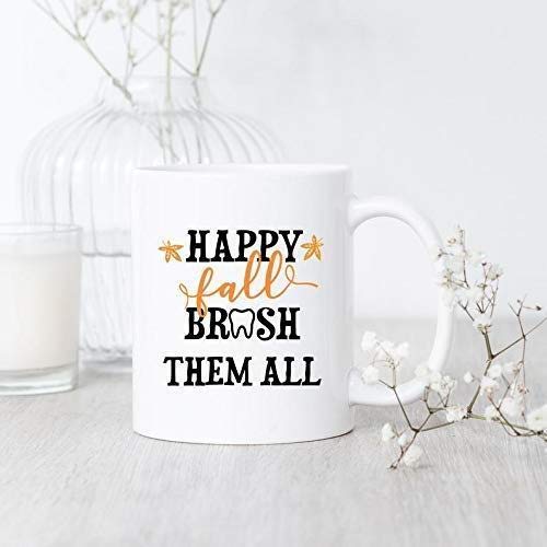 Happy Fall Brush Them All 11OZ Coffee Mug - Perfect for Autumn Mornings, Pumpkin Spice Lattes & Cozy Home Decor