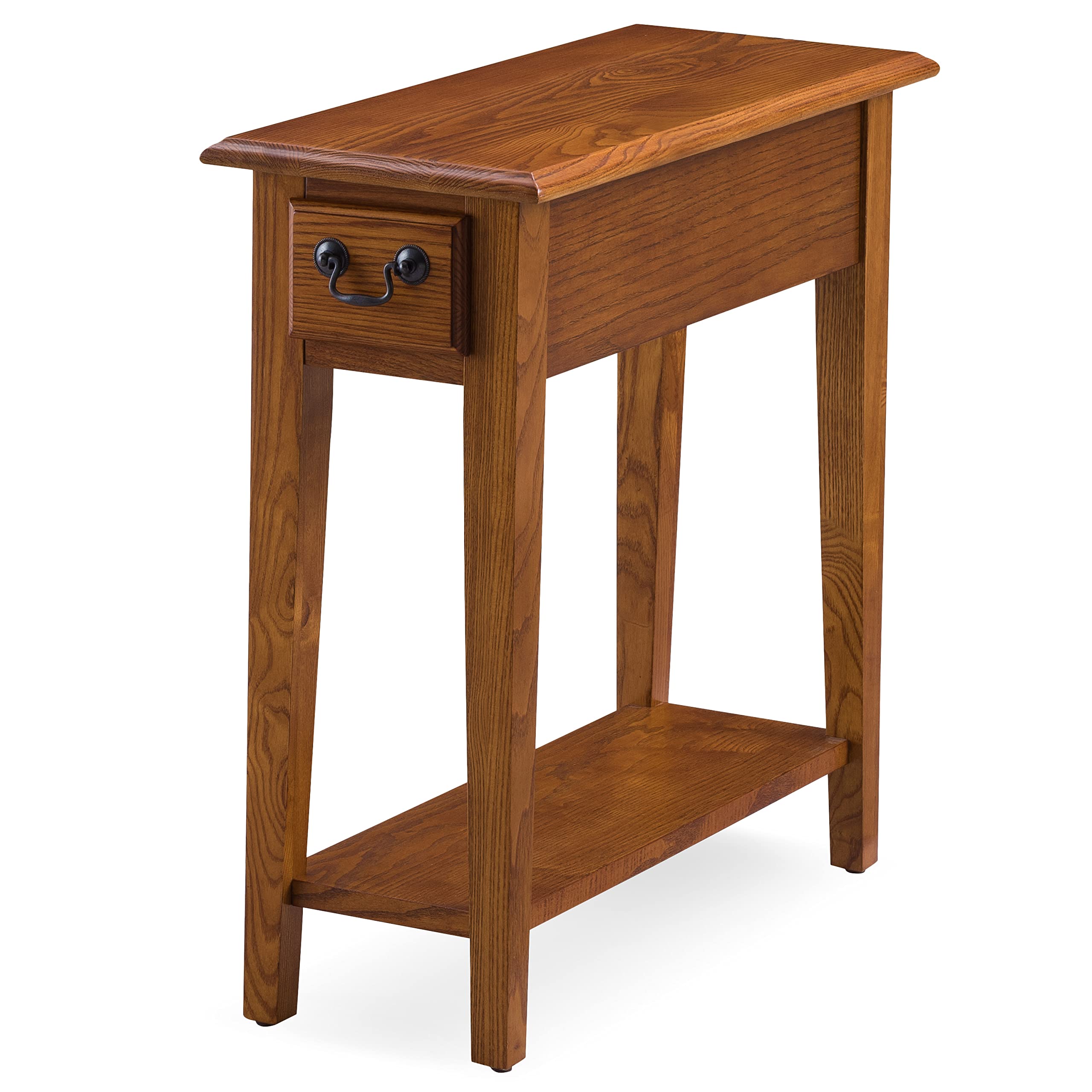 Solid Wood Side End Table with Storage Drawers & Oval Coffee Table Set - Handcrafted Rustic Oak Finish - Living Room Furniture for Home Decor