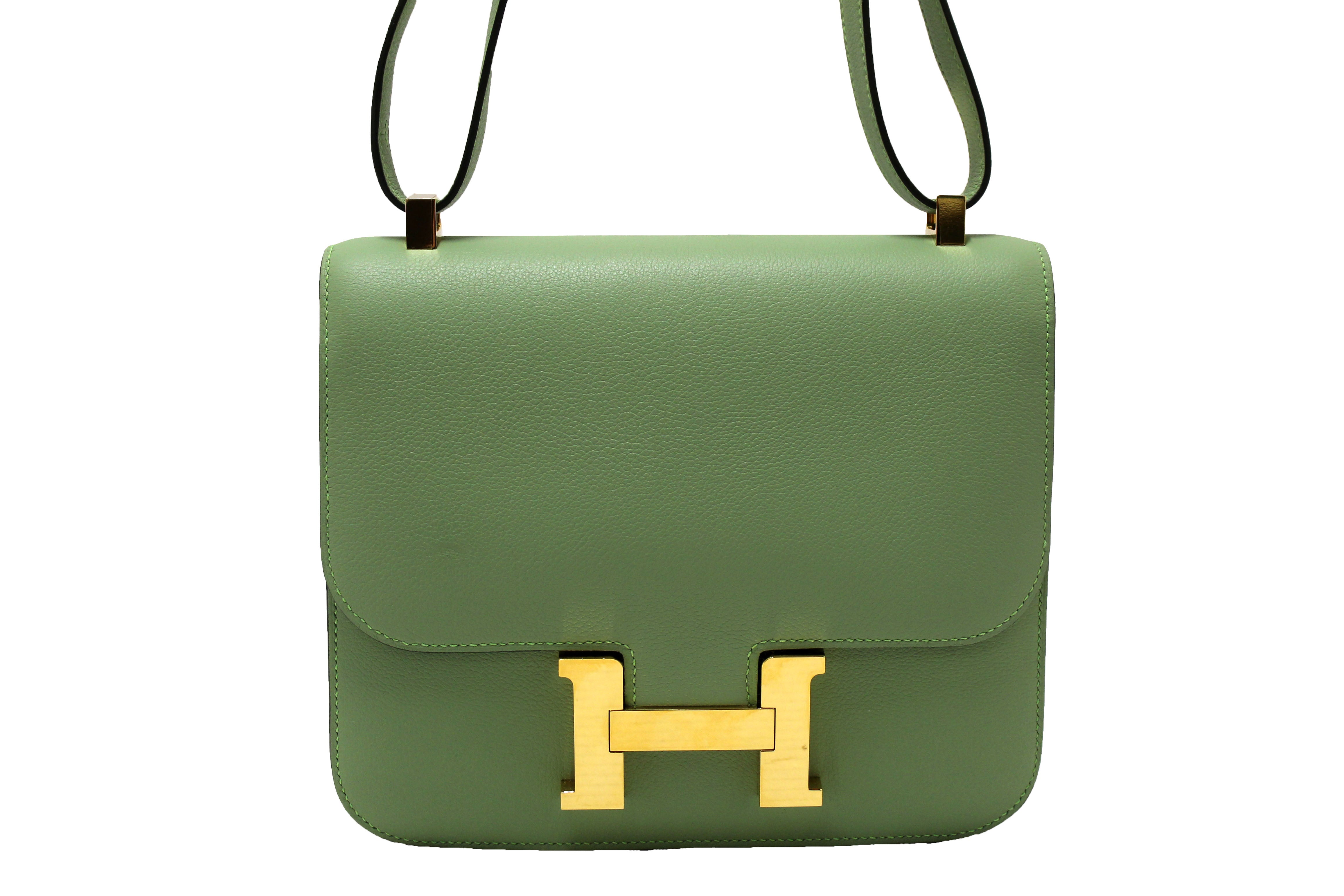 Authentic Hermes Green Vert Criquet Evercolor Leather Constance 24 Shoulder Bag - Luxury Designer Handbag for Women, Perfect for Parties, Weddings & Everyday Elegance