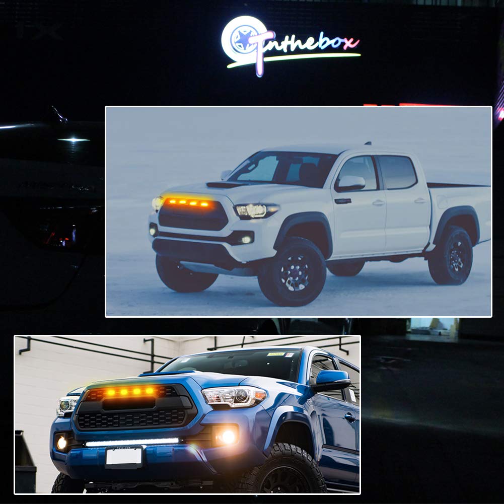 4PCS Amber LED Grill Lights for 2016-2019 Toyota Tacoma TRD PRO - Durable Off-Road Lighting for Enhanced Visibility & Style