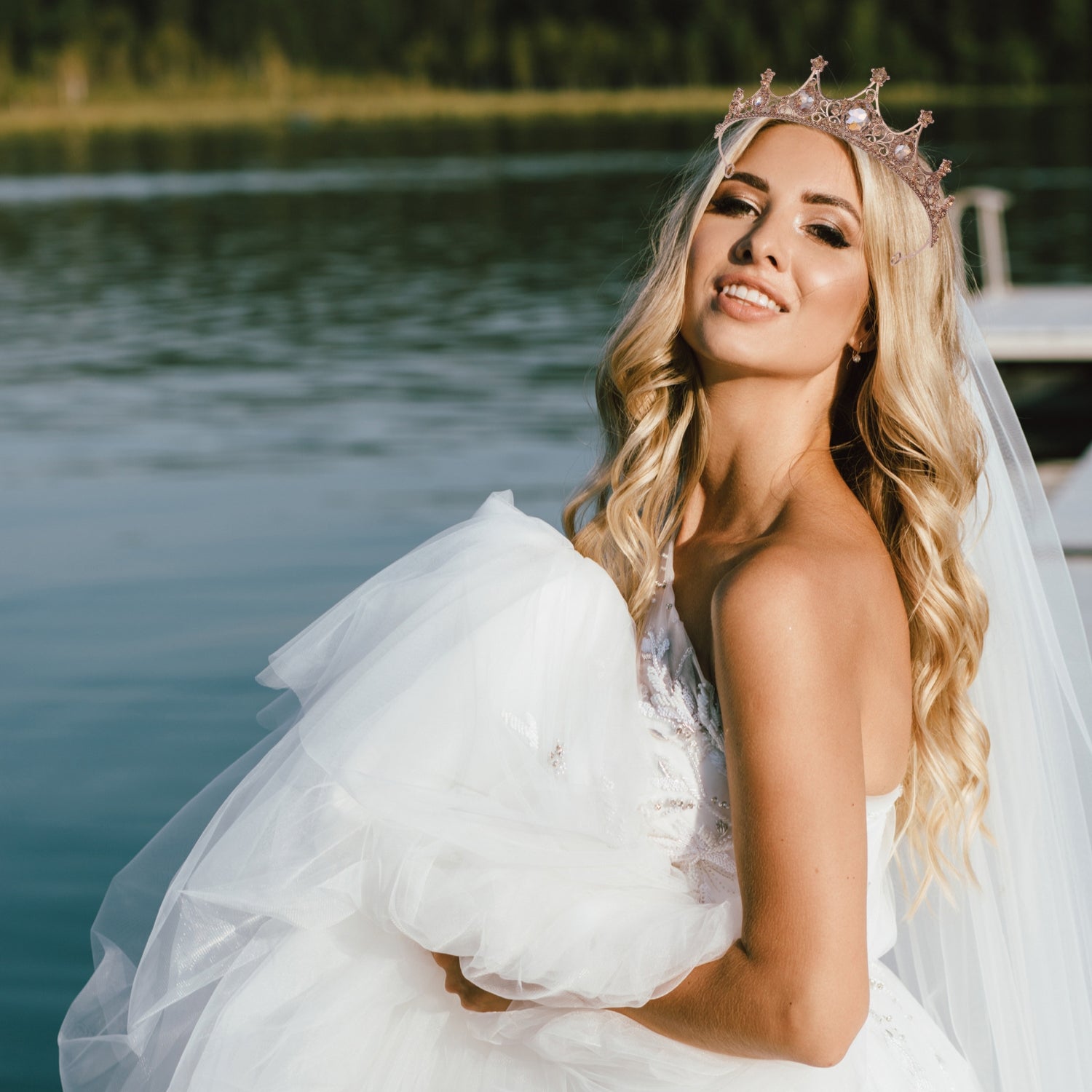Gold Crown for Women - Baroque Queen Tiara & Crystal Headband for Girls, Brides, Bridesmaids | Mermaid Princess Hair Accessories for Birthday Parties, Halloween & Costume Events