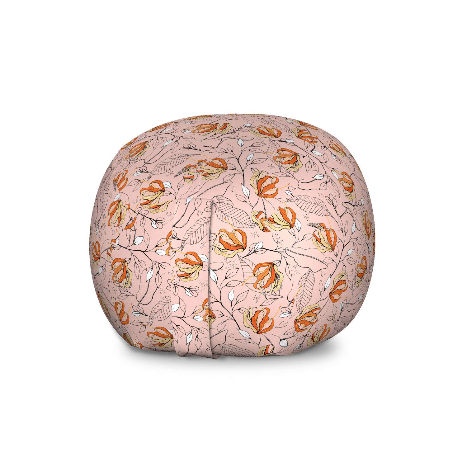Ambesonne Floral Toy Storage Bag Chair - Vintage Wildflowers Design, Large Washable Stuffed Animal Organizer - Perfect for Kids' Room, Nursery, and Playroom Organization