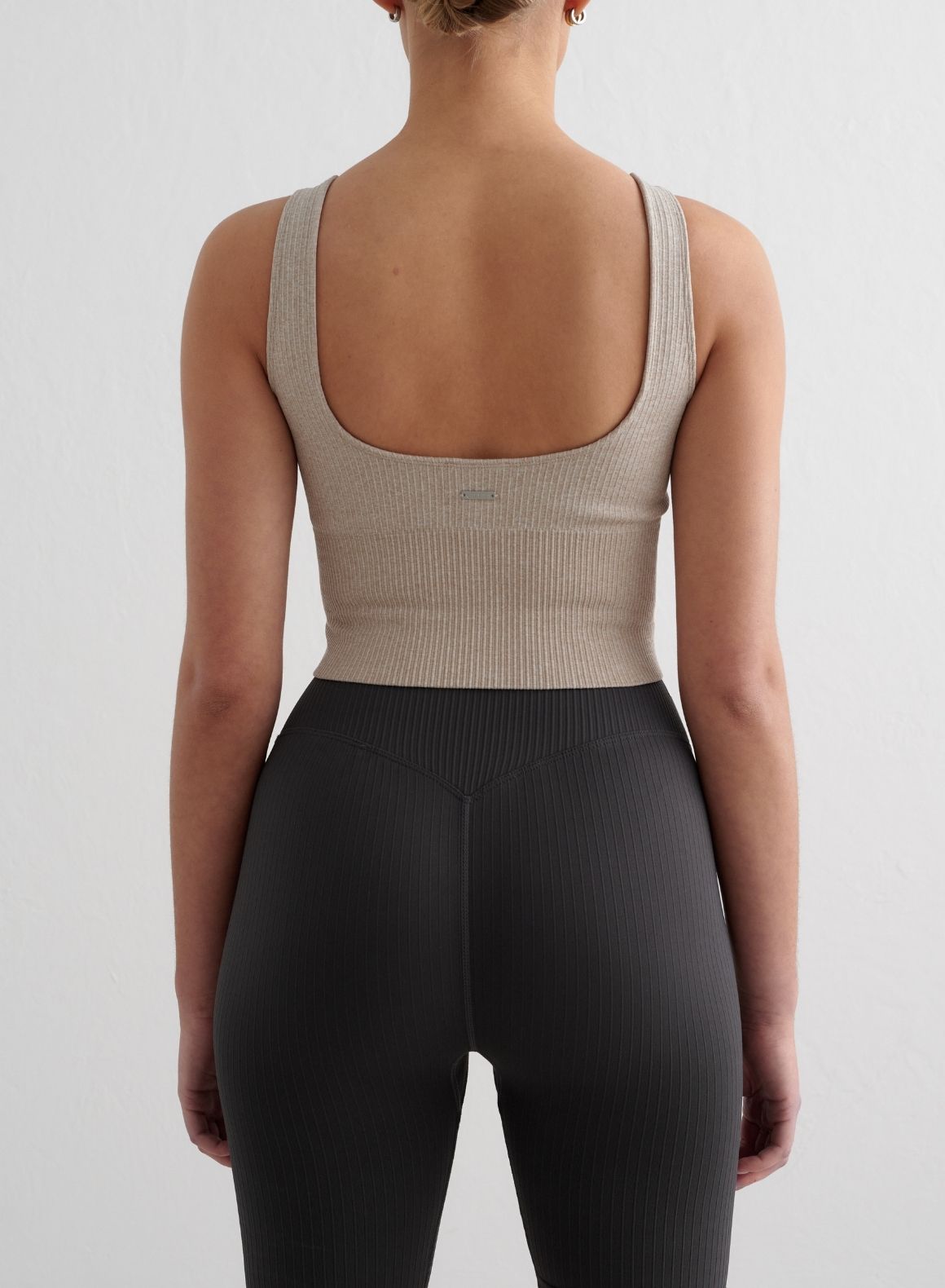 Beige Melange Ribbed Seamless Shaping Bralette - Comfortable Wire-Free Bra for Everyday Wear, Yoga & Lounge