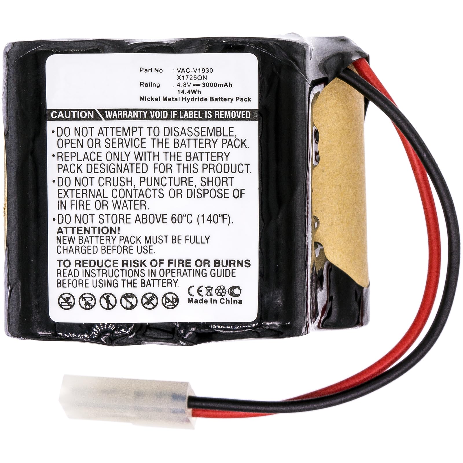 Synergy Digital Vacuum Cleaner Battery - Ni-MH 4.8V 3000mAh High Capacity Replacement for Euro Pro Shark V1700Z & X1725QN - Perfect for Home Cleaning, Car Detailing, and Pet Hair Removal