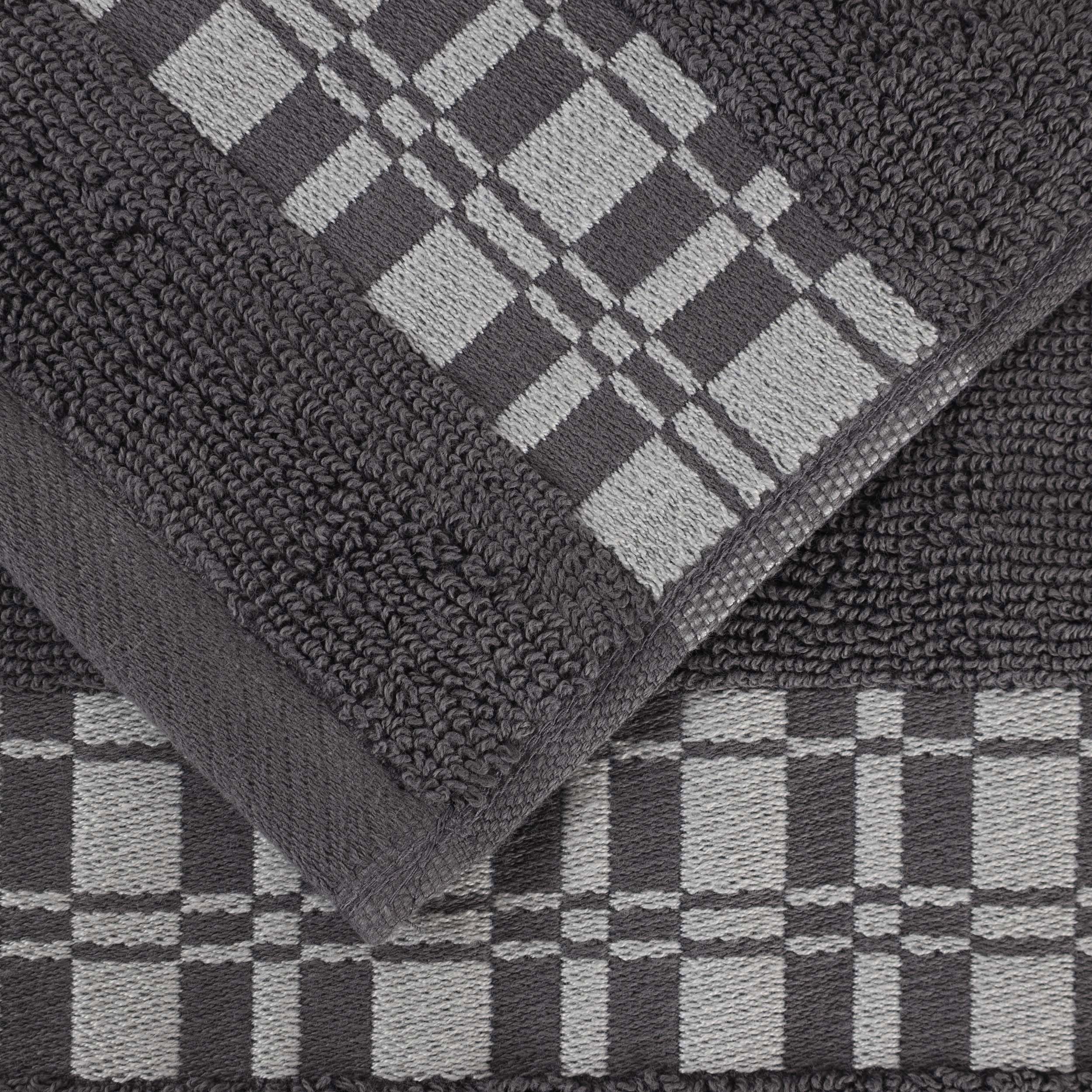 Larissa Cotton Geometric Embroidered Border 6-Piece Bath Towel Set | Soft & Absorbent Luxury Towels for Bathroom, Spa & Guest Use