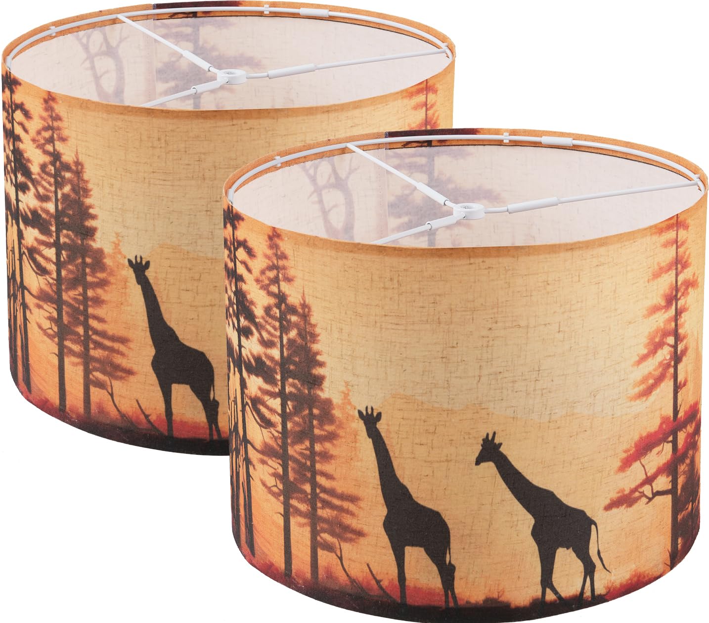 Giraffe Print Fabric Lamp Shades Set of 2 - 13