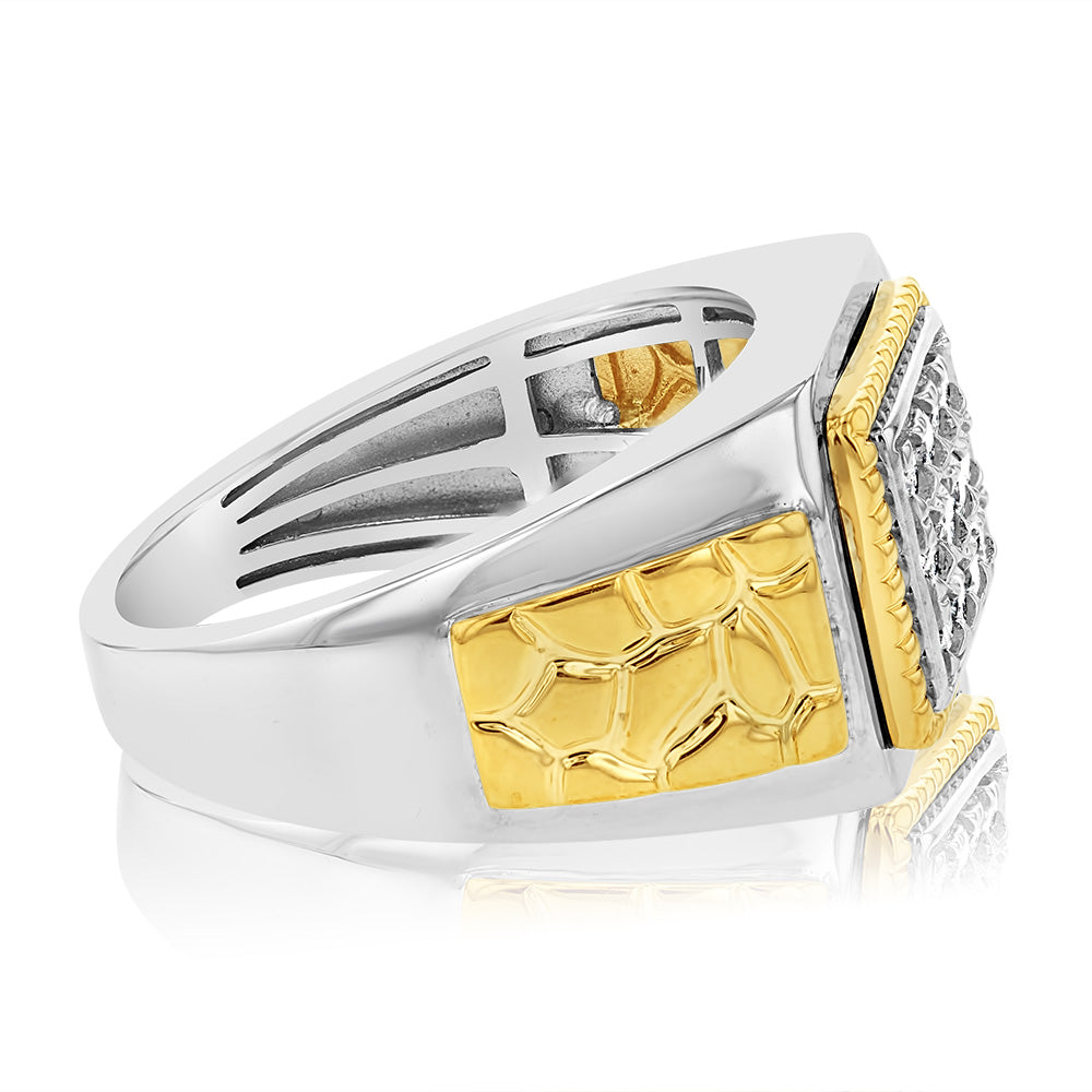 1/2 Carat Diamond Men's Ring in 10K Yellow & White Gold - Perfect for Weddings, Anniversaries & Special Occasions