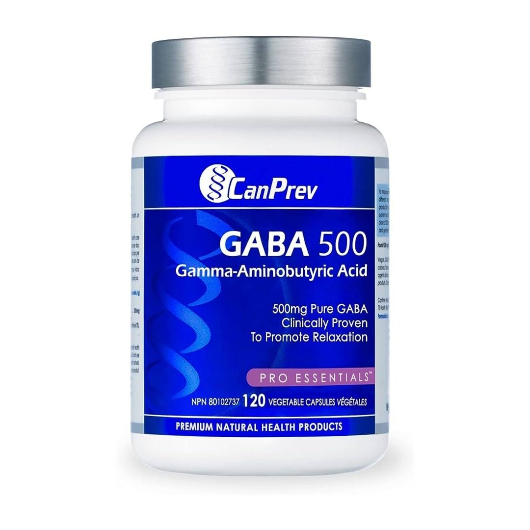 Canprev GABA 500mg - 120 Vegan Capsules for Stress Relief, Sleep Support & Relaxation - Perfect for Anxiety Management & Better Sleep