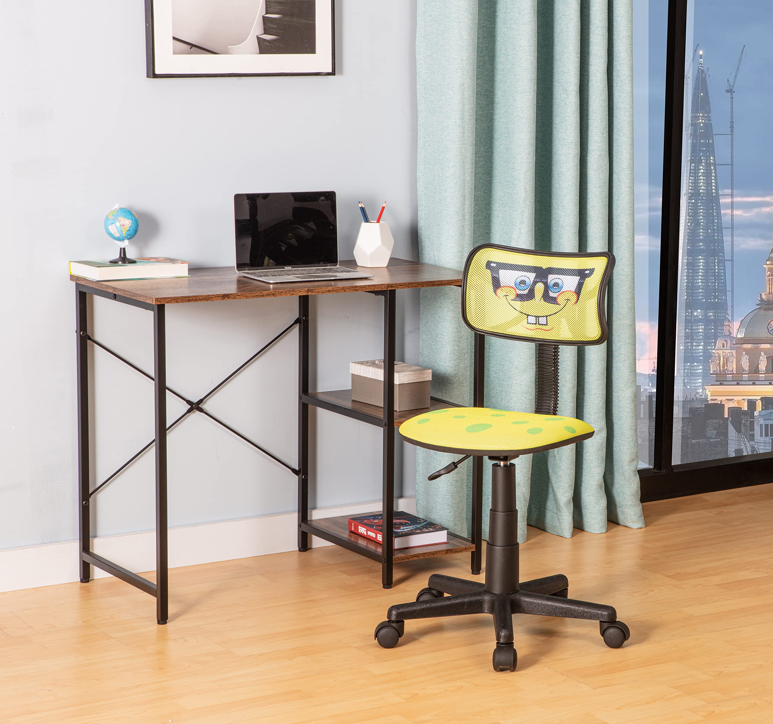 Nickelodeon SpongeBob SquarePants Adjustable Swivel Mesh Rolling Office Chair - Ergonomic Desk Chair for Kids, Teens & Adults - Perfect for Gaming, Studying & Home Office Workspace