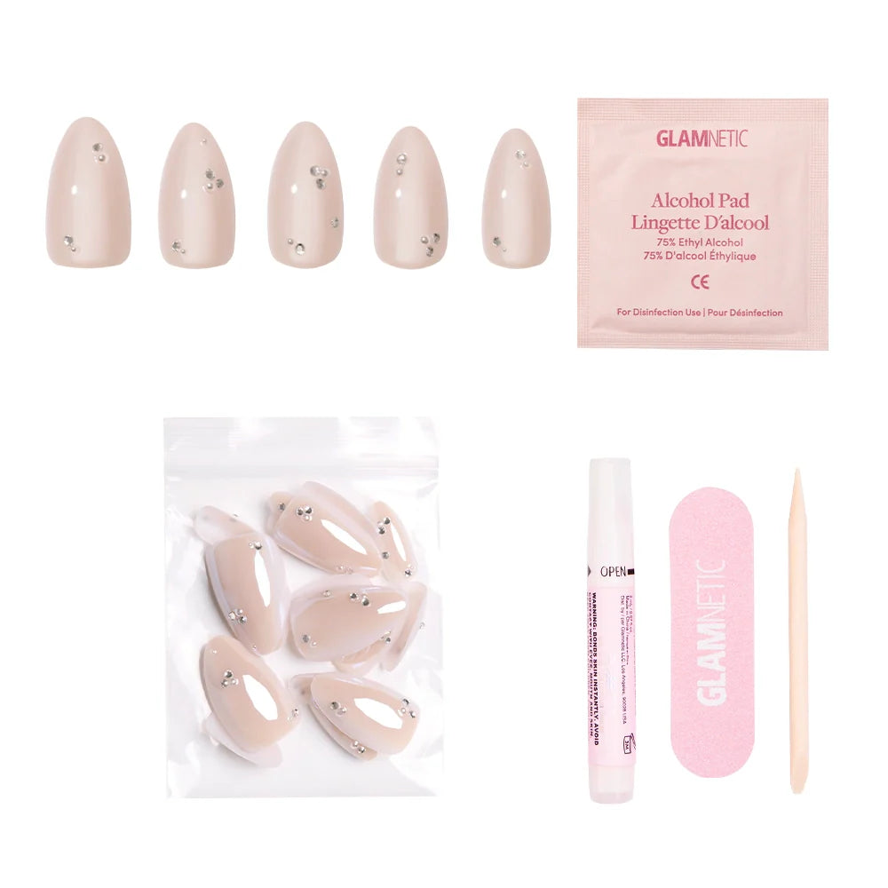 First Dance Press On Nails - Long Lasting Glue-On Fake Nails for Weddings, Prom & Special Occasions | Elegant Acrylic False Nails for Women | Perfect for Bridal Shower, Date Night & Formal Events