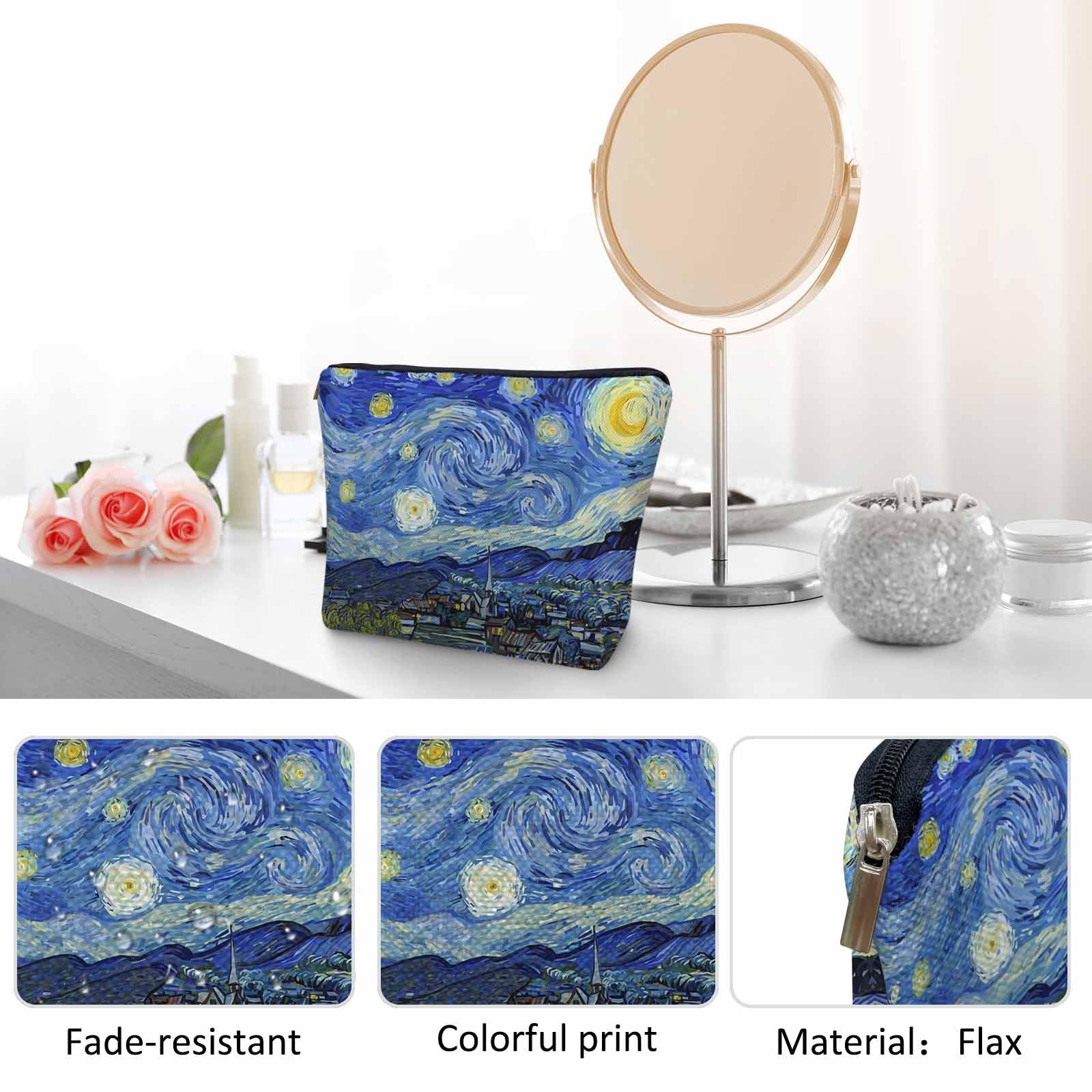 Starry Night Van Gogh Cosmetic Bag for Women - Large Galaxy Makeup Pouch, Waterproof Toiletry Organizer for Travel, Gym, Camping & Bathroom Storage | Perfect Gift for Artists & Makeup Lovers