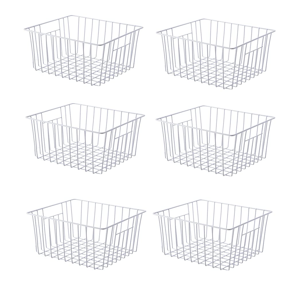 Freezer Storage Organizer Baskets with Built-in Handles - Refrigerator & Chest Organizer for Kitchen Cabinets, Pantry, Closets & Bedroom Storage - Perfect for Food, Snacks & Household Item Organization