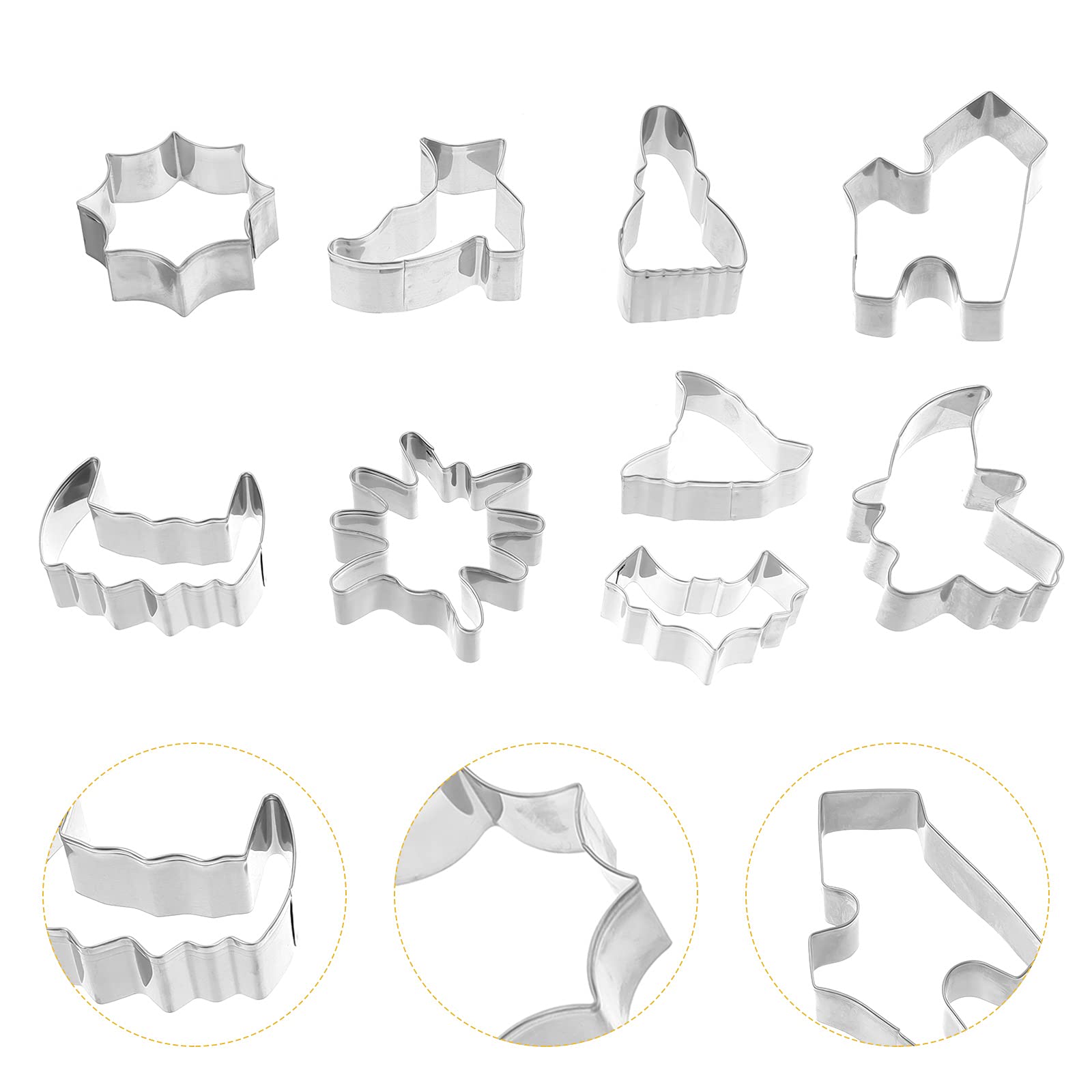 9-Piece Halloween Cookie Cutter Set - Pumpkin, Ghost, Bat, Witch Hat, and More - Stainless Steel Biscuit Molds for Baking, DIY Candy, Cake Decorating - Perfect for Halloween Parties, Home Baking, and Creative Food Crafts