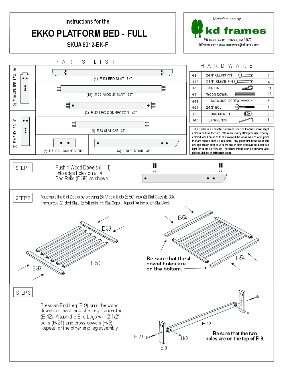 KD Frames Ekko Full Size Platform Bed Frame - Unfinished Solid Wood Minimalist Floating Bed - Easy Assembly, No Box Spring Needed - Natural Wood Bedroom Furniture for Modern & Scandinavian Style Homes