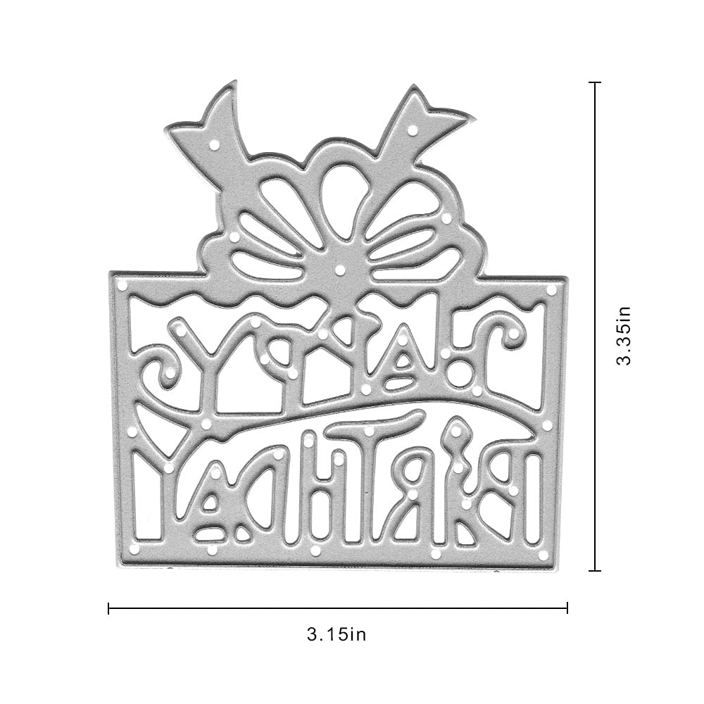 Metal Happy Birthday Cutting Dies for Card Making - DIY Scrapbooking Embossing Stencils & Gift Box Templates | Perfect for Greeting Cards, Album Decorations, and Handmade Paper Crafts