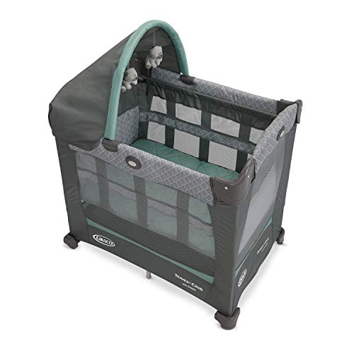 Graco Travel Lite Crib - Portable Baby Crib with Bassinet & Playard Modes | Lightweight Folding Travel Crib for Airplane, Hotel & Home Use | Manor Collection