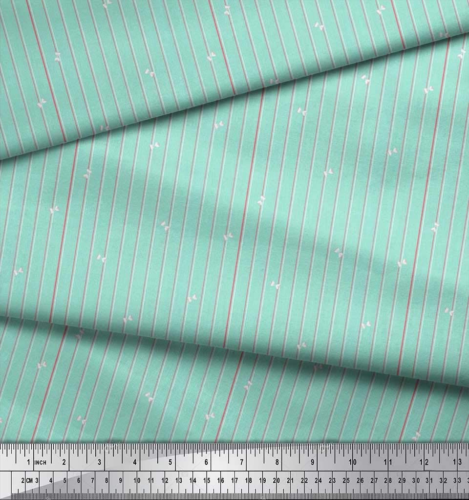 Soimoi Japanese Crepe Satin Fabric - Striped & Sand Timer Print Shirting Material - 1 Yard (42 Inches Wide) - Perfect for Dresses, Blouses, and DIY Sewing Projects