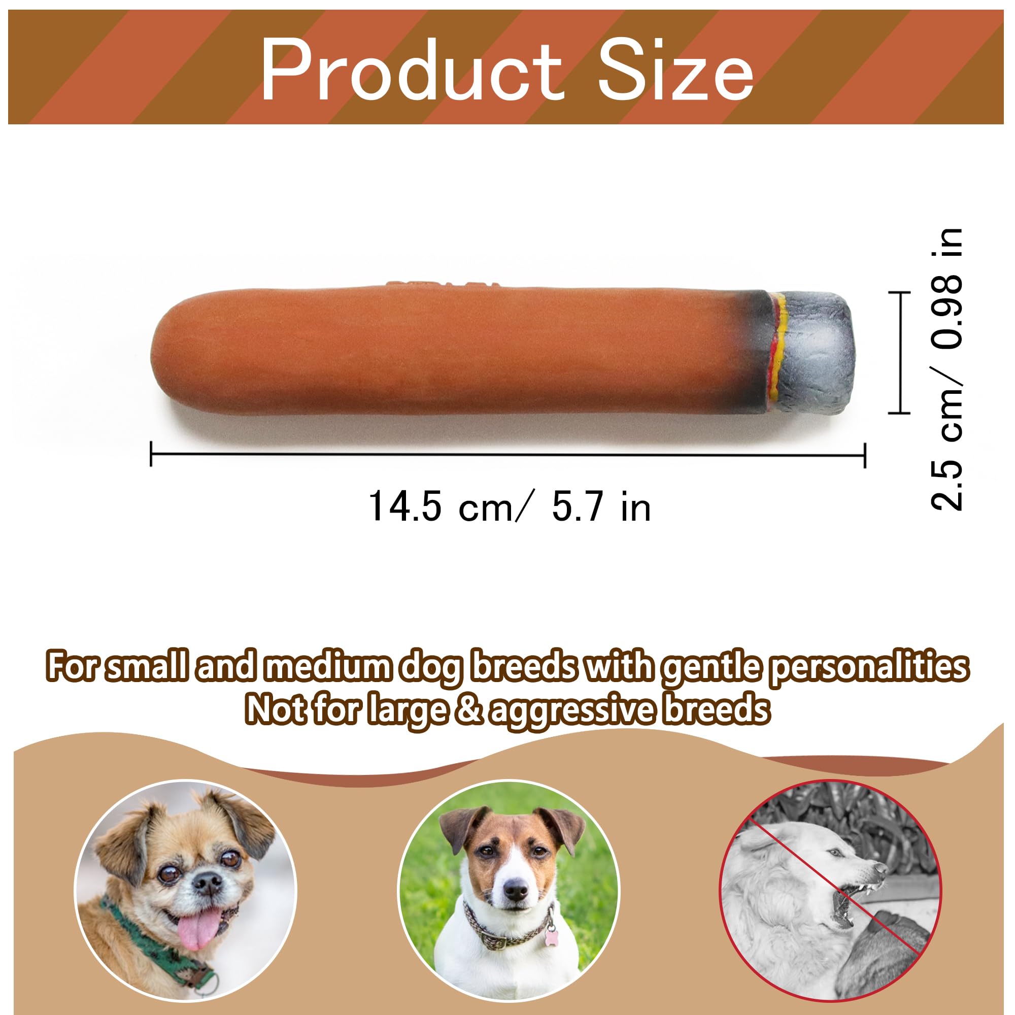 **Squeaky Cigar Dog Chew Toys - Latex Interactive Puppy Teething Toys for Small & Medium Breeds - Fun Imitation Cigar for Playtime & Training (Brown) - Perfect for Indoor & Outdoor Play, Boredom Relief**
