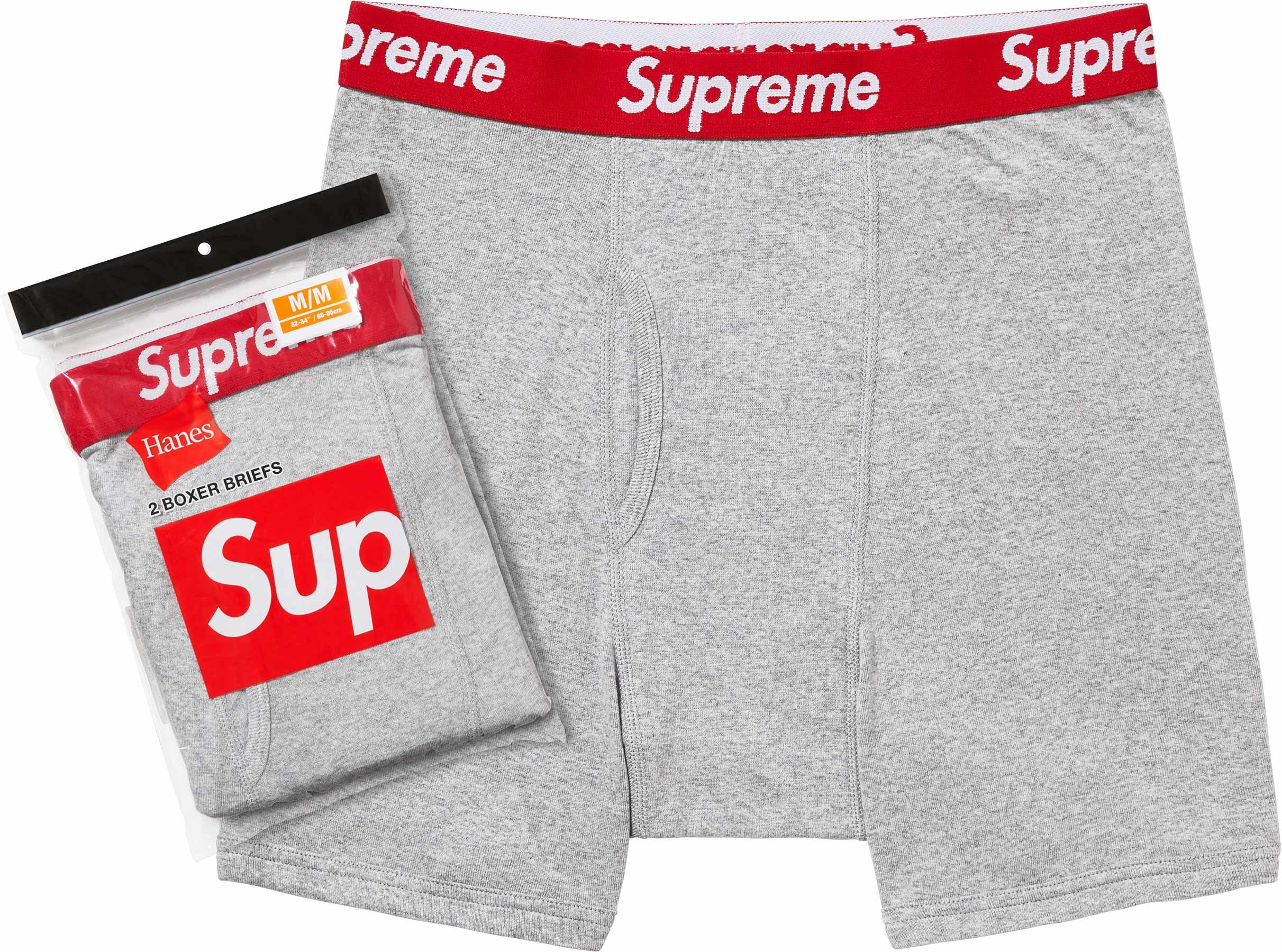 Supreme Hanes Boxer Briefs 2-Pack - Soft Cotton Men's Underwear for Everyday Comfort - Grey - Perfect for Workout, Lounge & Travel