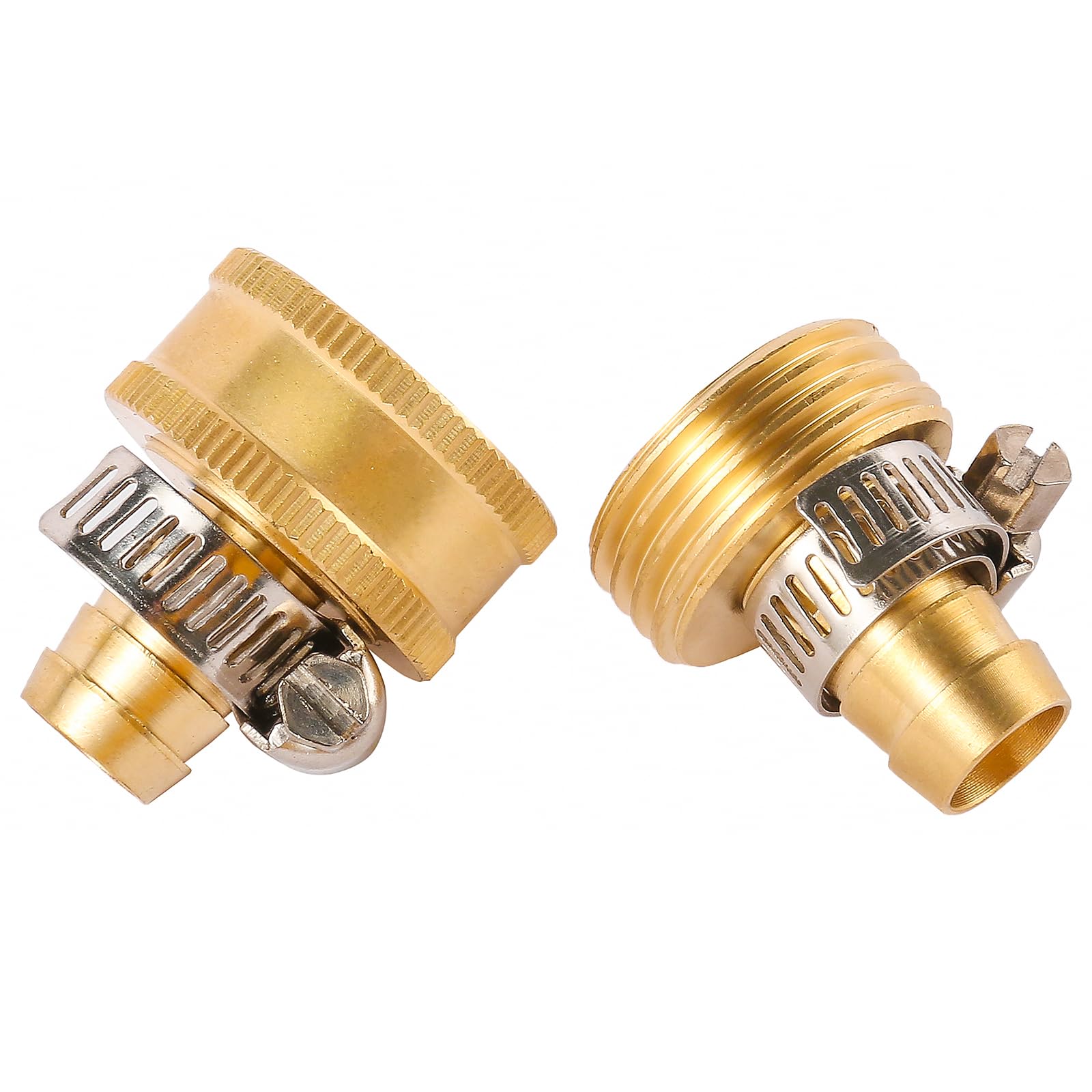 Premium Brass Garden Hose Connector Repair Kit with Stainless Steel Clamps - 1/2 Inch Water Hose Fitting Replacement - Perfect for Leaky Outdoor Faucets, Sprinkler Systems & Drip Irrigation