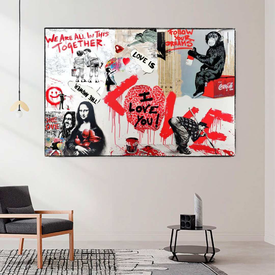 Banksy 'We Are All in This Together' Canvas Wall Art - Modern Home Decor for Living Room, Bedroom & Office