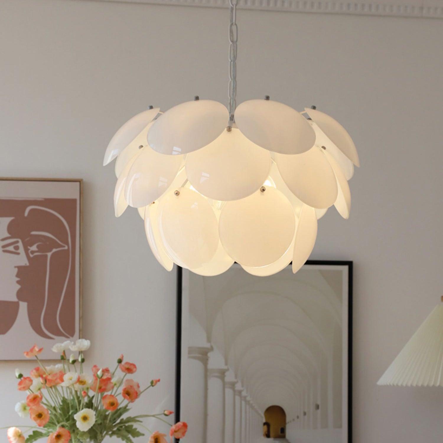 Elegant Luminous Petal Glass Chandelier - Modern Crystal Ceiling Light Fixture for Dining Room, Bedroom & Living Room Decor
