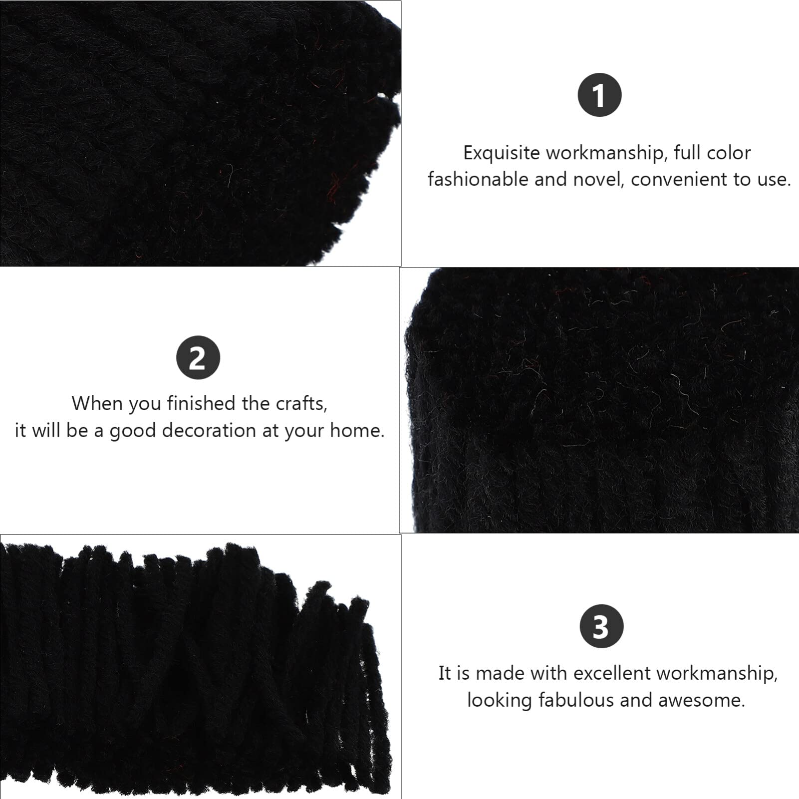 10 Rolls Black Latch Hook Rug Yarn Bundles - Precut Wool Yarn for DIY Handmade Crafts, Sewing & Knitting - Perfect for Rug Making, Home Decor & DIY Projects