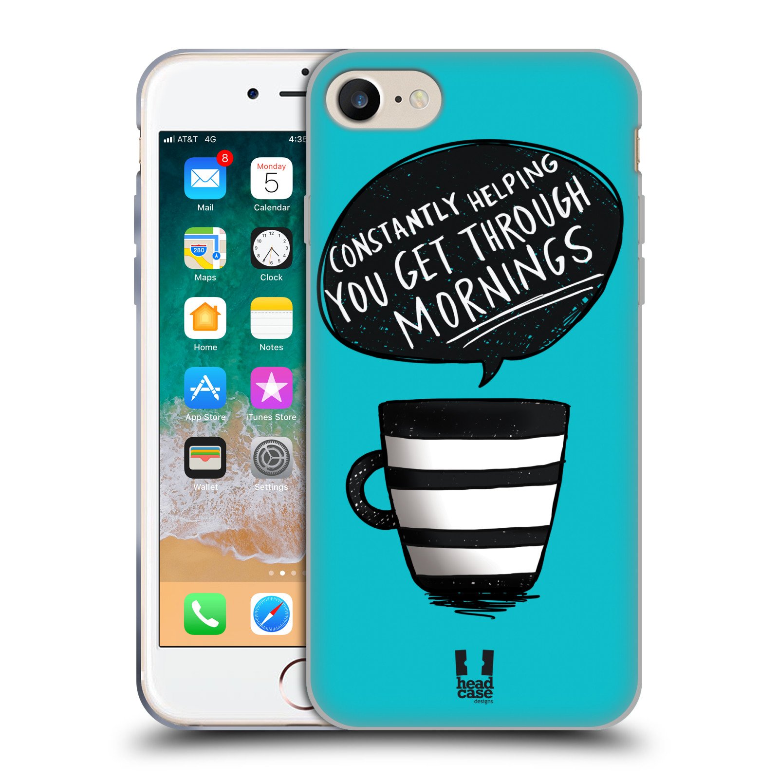 Head Case Designs Mornings Coffee Fix Soft Gel Phone Case for Apple iPhone 7/8/SE (2020 & 2022 Models) - Perfect for Coffee Lovers & Office Workers