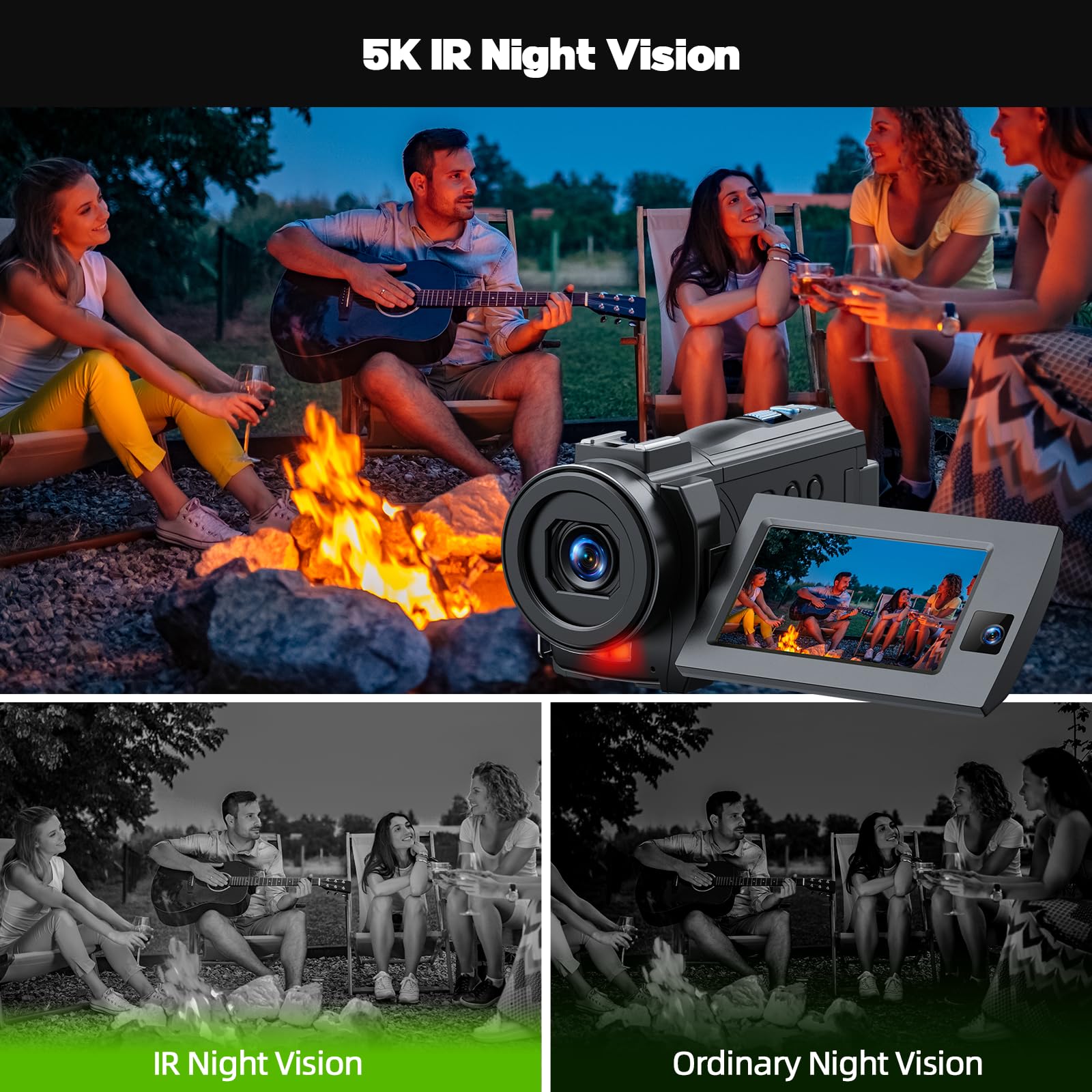 HOTPEAK 5K Dual Lens WiFi Video Camera with IR Night Vision - 3