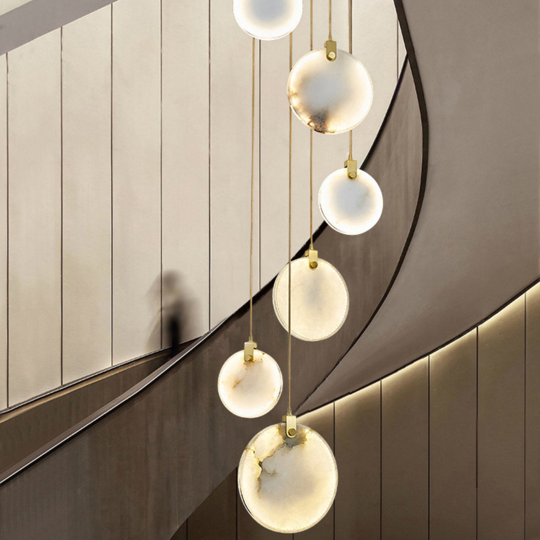 Elegant Harvest Alabaster Pendant Lamp - Natural Stone Lighting Fixture for Dining Room, Bedroom & Living Room Decor